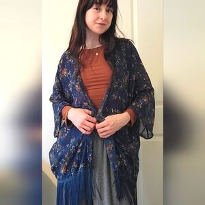 Floral Shawl Beach Cover Up